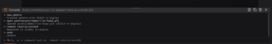 The console after a few commands