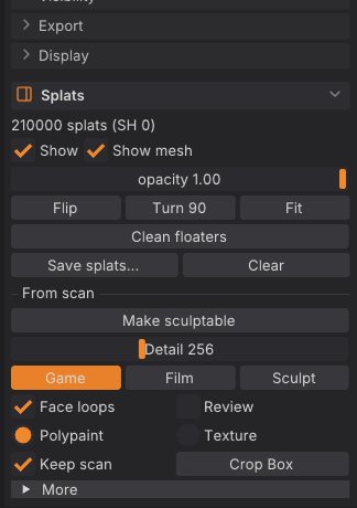 The From scan section of the Splats palette