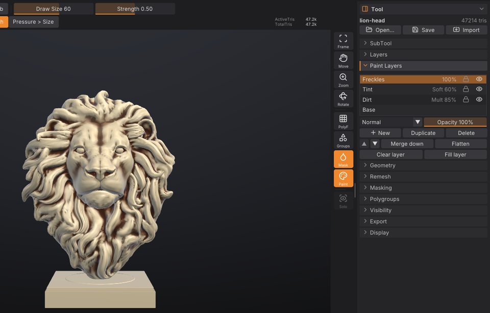 The Paint Layers sub-palette with three layers and their blend modes