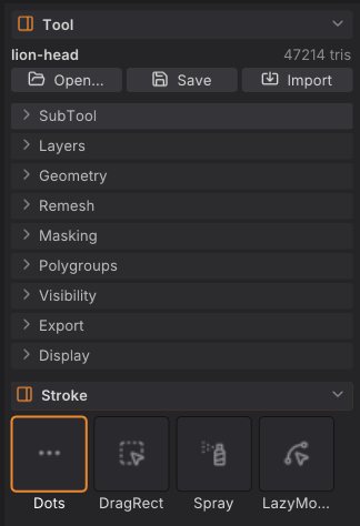 The Stroke palette kept in the right tray above the Tool palette
