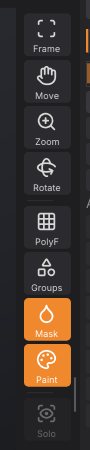 The right shelf: Frame, Move, Zoom and Rotate, then the display toggles